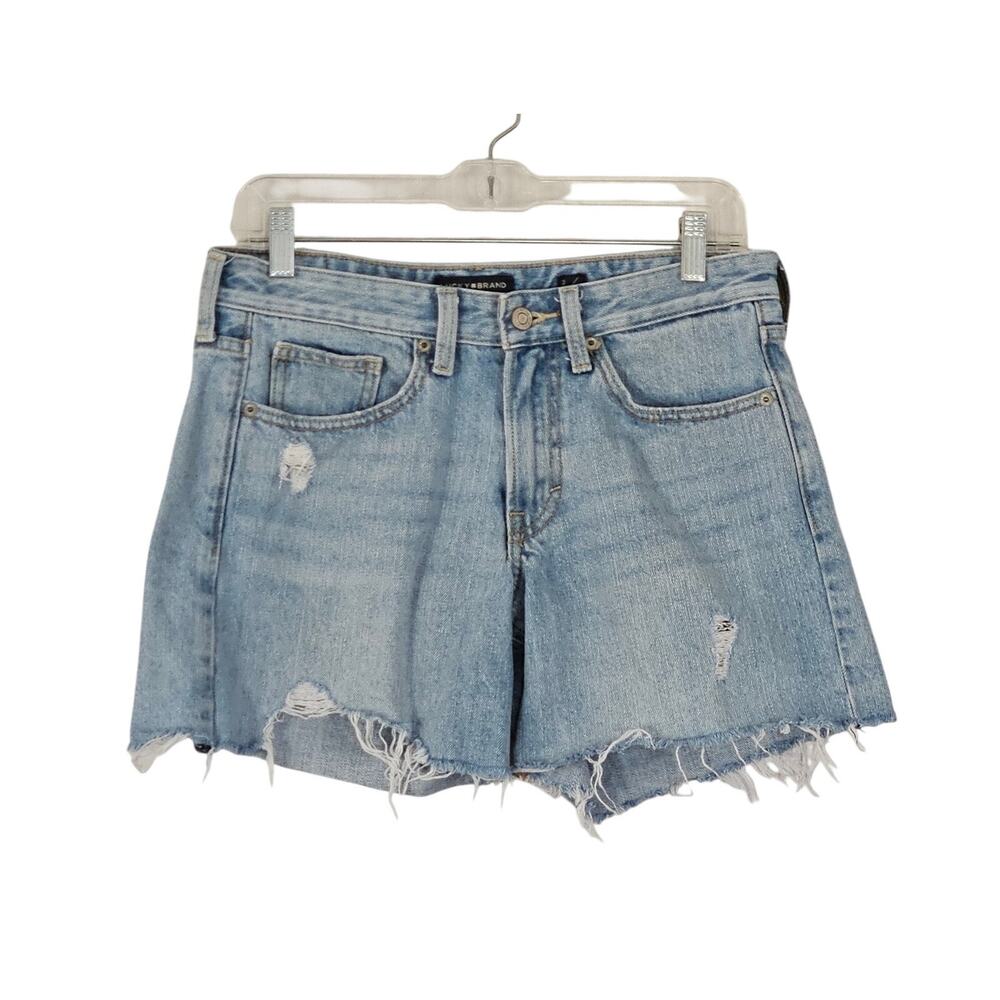 Lucky Brand Boyfriend Denim Shorts Distressed Sz 2/26 EUC Raw Hem